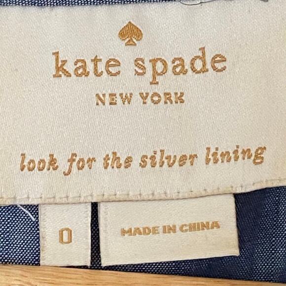 KATE SPADE New York Chambray Blaire Fit & Flare Smocked Waist Dress, Size 0 - Picture 5 of 13